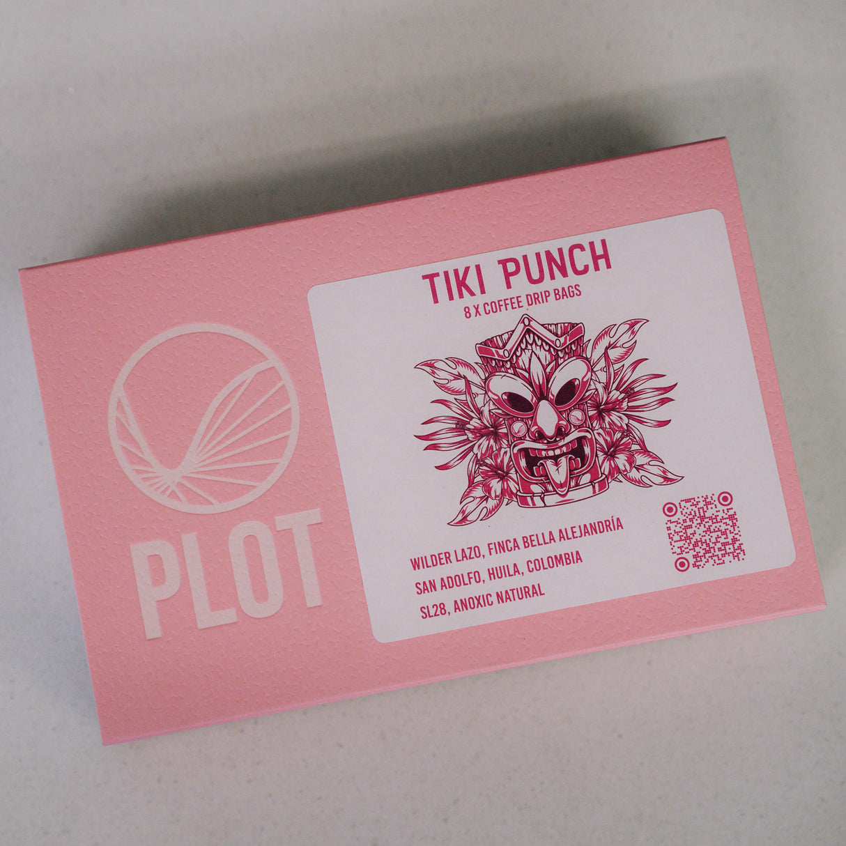 Packaging image for coffee drip bag containing Wilder Lazo Tiki Punch, Colombia