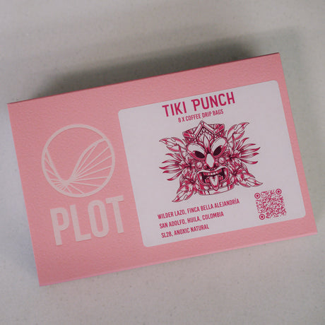 Packaging image for coffee drip bag containing Wilder Lazo Tiki Punch, Colombia